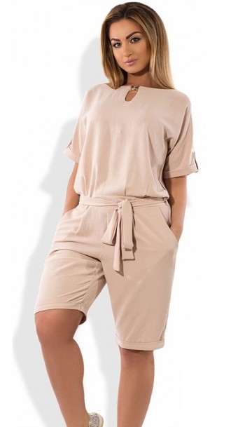 Женский комбинезон с шортами бежевый размеры от XL 4274, фото