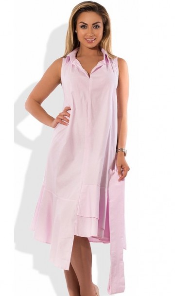 Женское асимметричное платье розовое размеры от XL ПБ-585, фото