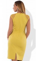 Женское деловое платье летнее горчичное размеры от XL ПБ-326, фото 2