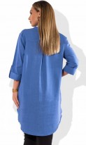 Женское голубое платье туника из льна размеры от XL ПБ-504, фото 2