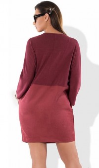 Женское платье бордовое с декором из пуговиц размеры от XL ПБ-477, фото 2