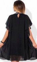 Женское платье черное со стразами на вороте размеры от XL ПБ-609, фото 2