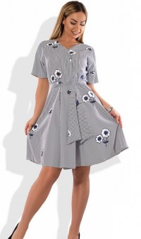 Женское платье халат из коттона с вышивкой размеры от XL ПБ-565, фото