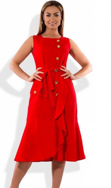 Женское платье из льна красное размеры от XL ПБ-444, фото
