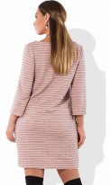 Женское платье из вязки с люрексом цвета пудры размеры от XL ПБ-555, фото 2