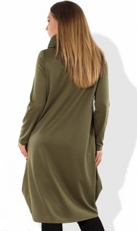 Женское платье кокон цвета хаки со съемным шарфом размеры от XL ПБ-521, фото 2