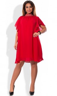 Женское платье красное со стразами на вороте размеры от XL ПБ-611, фото