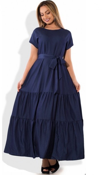 Женское платье макси синее размеры от XL ПБ-318, фото
