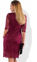 Женское платье миди из гипюра бордовое размеры от XL ПБ-546, фото 2