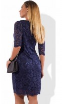 Женское платье миди из гипюра темно-синее размеры от XL ПБ-547, фото 2