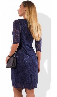 Женское платье миди из гипюра темно-синее размеры от XL ПБ-547, фото 2