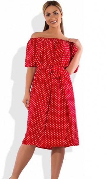 Женское платье миди на лето красное с принтом размеры от XL ПБ-561, фото