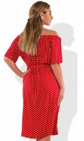 Женское платье миди на лето красное с принтом размеры от XL ПБ-561, фото 2