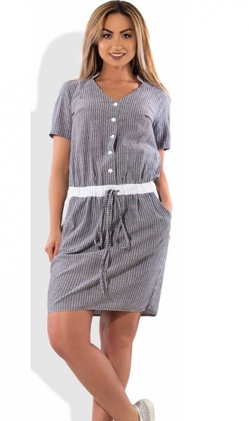 Женское платье мини из льна размеры от XL ПБ-451, фото