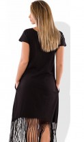 Женское платье с бахромой черное размеры от XL ПБ-434, фото 2
