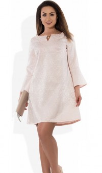 Женское платье с брошкой нежно розовое размеры от XL ПБ-481, фото