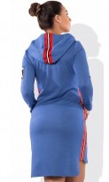 Женское платье толстовка в стиле поло голубое размеры от XL ПБ-391, фото 2