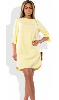 Женское платье туника желтого цвета размеры от XL ПБ-447, фото