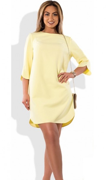 Женское платье туника желтого цвета размеры от XL ПБ-447, фото
