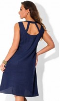 Женское темно синее платье сарафан из льна размеры от XL ПБ-424, фото 2