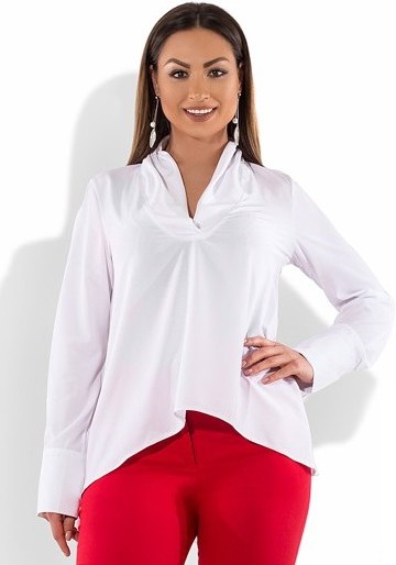 Блуза белая с манжетами на длинных рукавах размеры от XL 3115, фото