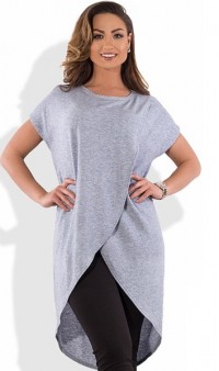 Блуза из ангоры с асимметричным подолом серая размеры от XL 3128, фото