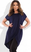 Блуза темно синяя из ангоры с асимметричным подолом размеры от XL 3130, фото