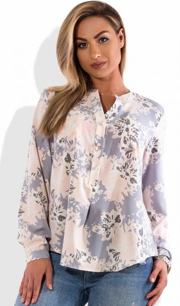 Блузка в стиле поло с рисунком цветы размеры от XL 3122, фото