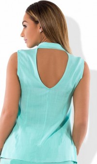 Блузка женская мятная с оборками и вырезом на спине размеры от XL 3146, фото 2