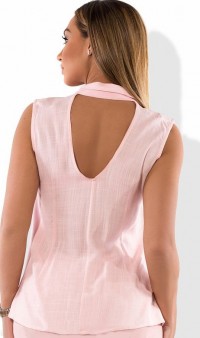 Блузка женская розовая с оборками и вырезом на спине размеры от XL 3147, фото 2