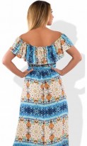 Красивое летнее платье в пол с поясом размеры от XL ПБ-616, фото 2
