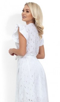 Летнее модное белое платье-халат их хлопка Д-1457 фото 2