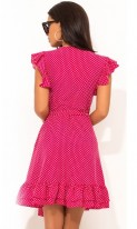 Летнее розовое платье на запах с рюшей Д-1409 фото 2