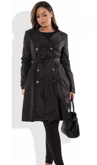 Черный кардиган пальто из коттона под пояс с подкладом размеры от XL 5044, фото