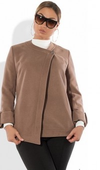 Кардиган пальто асимметричный укороченный бежевый размеры от XL 5057, фото