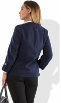 Кардиган пальто асимметричный укороченный темно синий размеры от XL 5055, фото 2