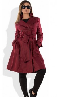 Кардиган пальто бордовый под пояс с подкладом размеры от XL 5047, фото