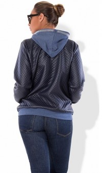 Куртка женская из экокожи темно синяя размеры от XL 5061, фото 2