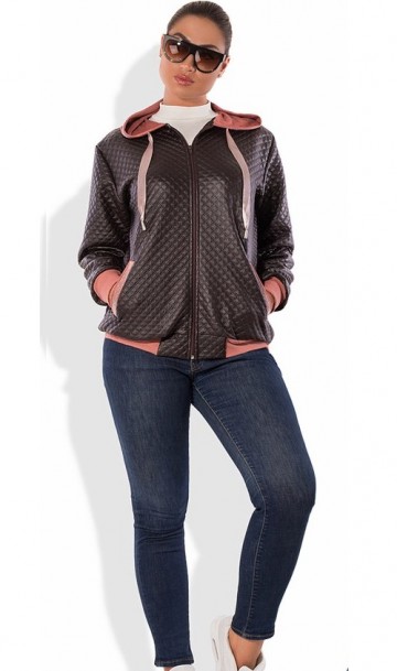Куртка женская коричневая из экокожи размеры от XL 5062, фото