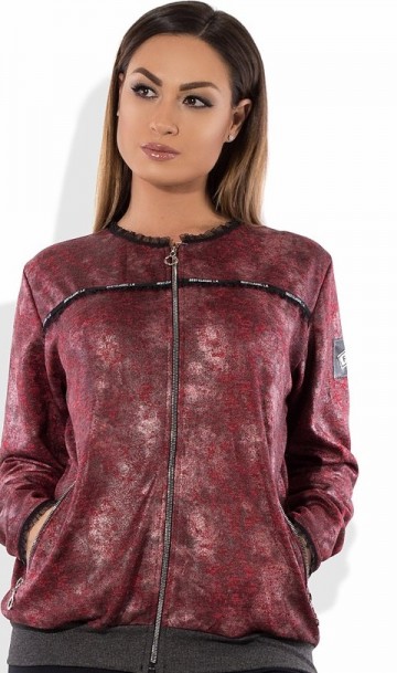 Модная куртка бомбер на молнии цвета бордо размеры от XL 5043, фото