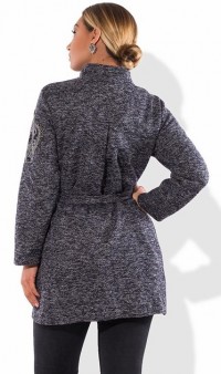 Серый кардиган пальто из ткани букле с аппликацией размеры от XL 5070, фото 2