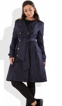 Темно синий кардиган пальто под пояс с подкладом размеры от XL 5046, фото