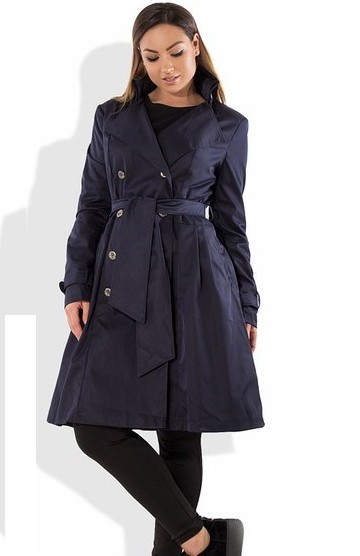 Темно синий кардиган пальто под пояс с подкладом размеры от XL 5046, фото