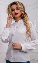 Белая блуза с отделкой жемчугом СК-603 фото 3