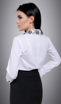 Белая деловая рубашка с вышивкой СК-575 фото 3
