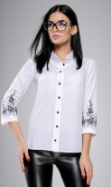 Белая дизайнерская рубашка с вышивкой СК-569 фото 3