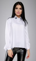 Белая строгая блузка с вышивкой СК-568 фото 3
