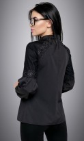 Черная дизайнерская рубашка с декором СК-570 фото 2