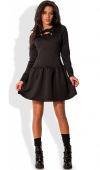 Черное демисезонное мини платье Д-1590