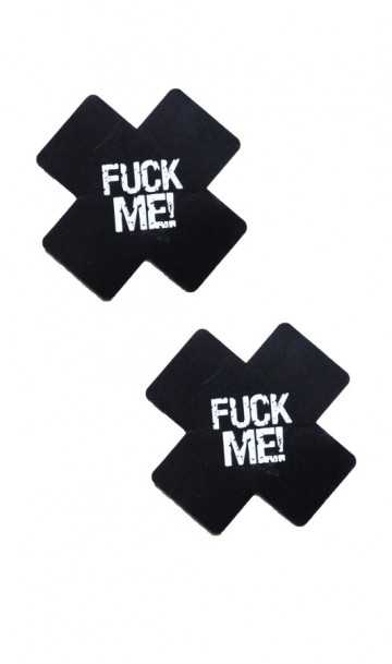 Черные наклейки на соски крестики с надписью А-1034